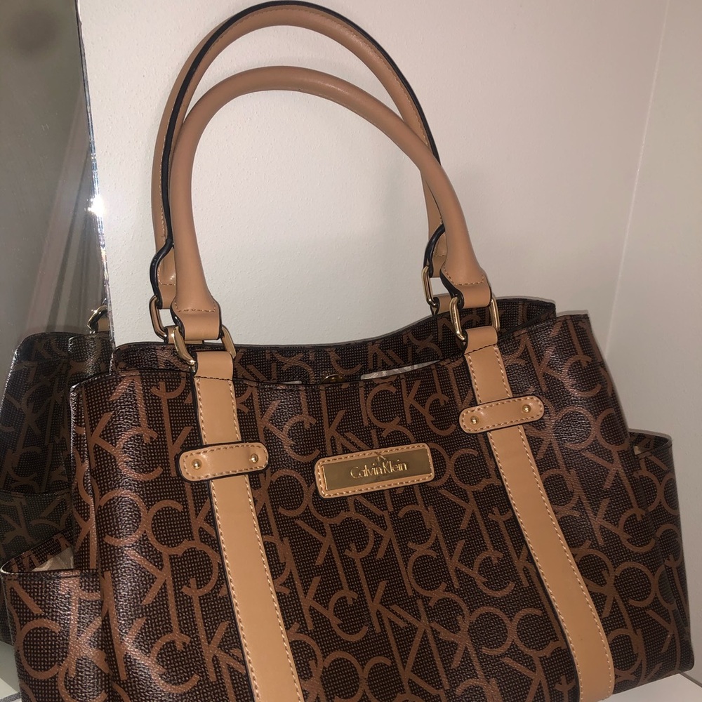 Brown Calvin Klein Monogram Tote Purse